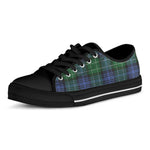 Knitted Scottish Plaid Print Black Low Top Shoes