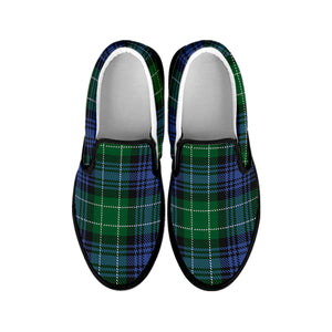 Knitted Scottish Plaid Print Black Slip On Shoes