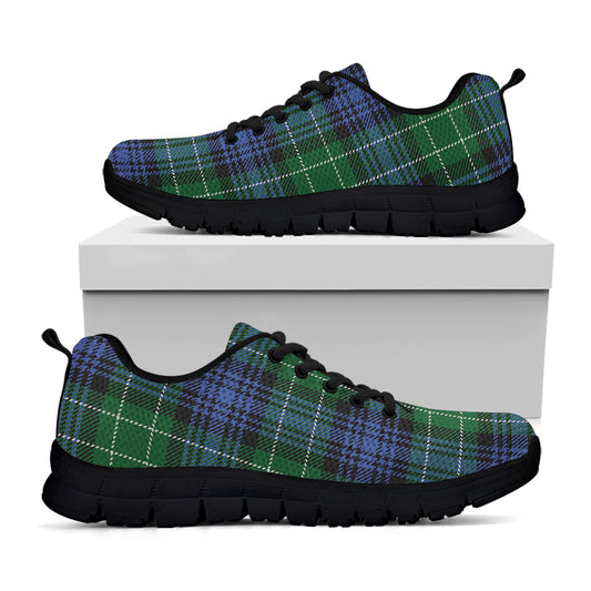 Knitted Scottish Plaid Print Black Sneakers