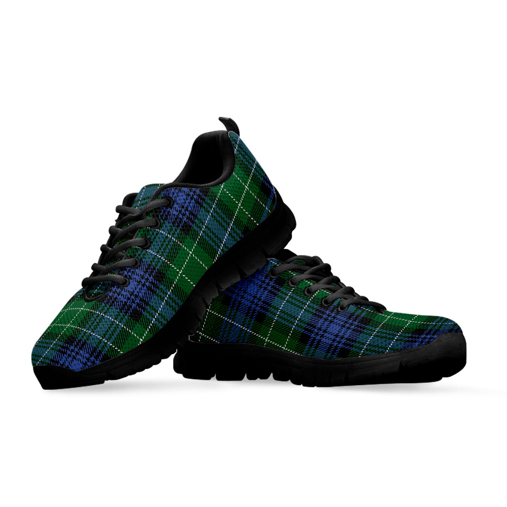 Knitted Scottish Plaid Print Black Sneakers