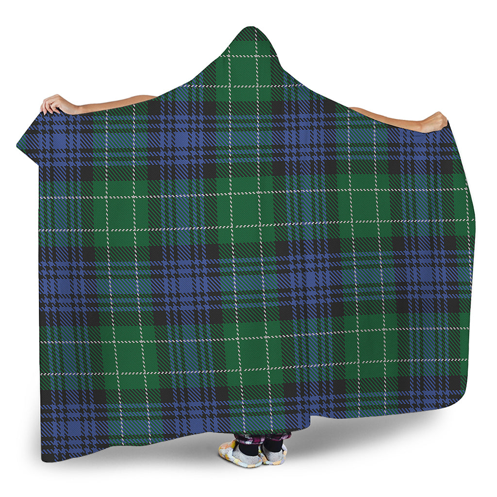 Knitted Scottish Plaid Print Hooded Blanket