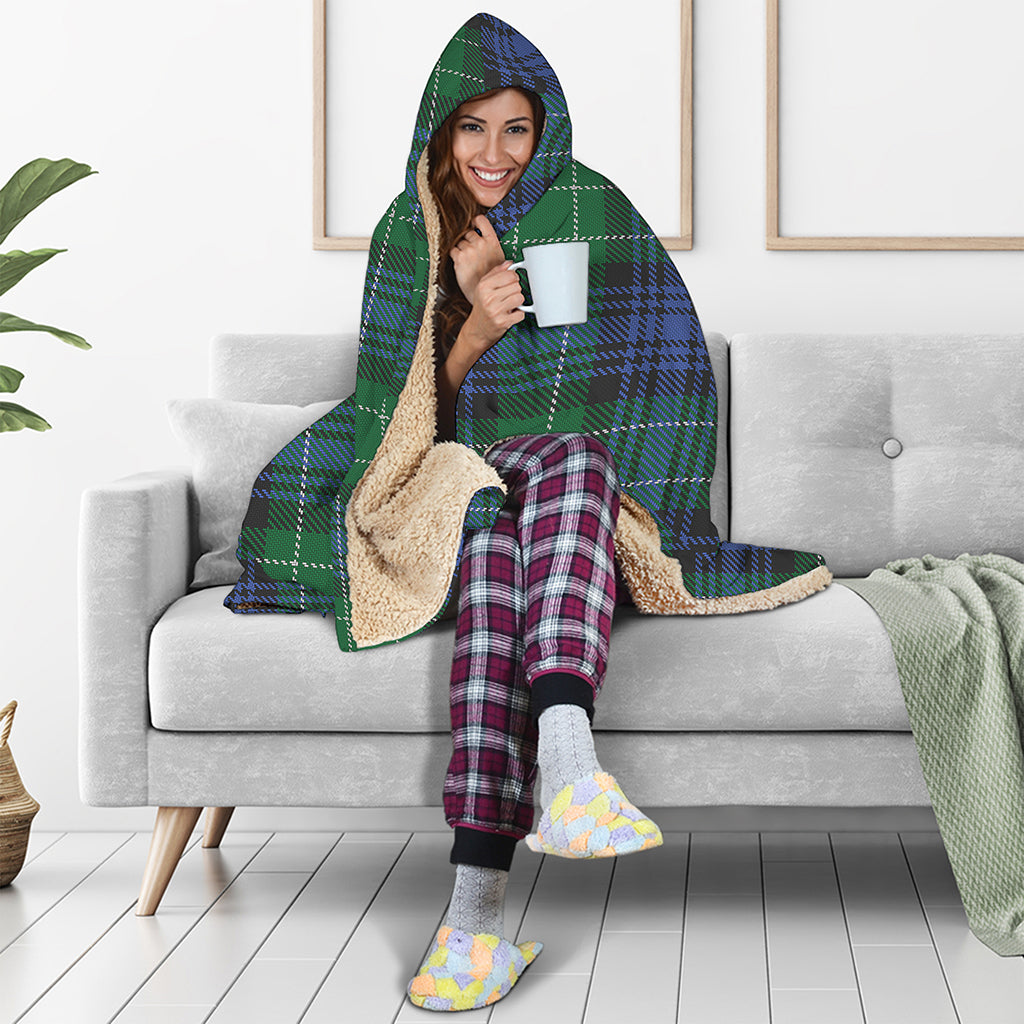 Knitted Scottish Plaid Print Hooded Blanket