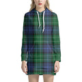 Knitted Scottish Plaid Print Pullover Hoodie Dress