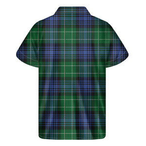 Knitted Scottish Plaid Print Men's Short Sleeve Shirt