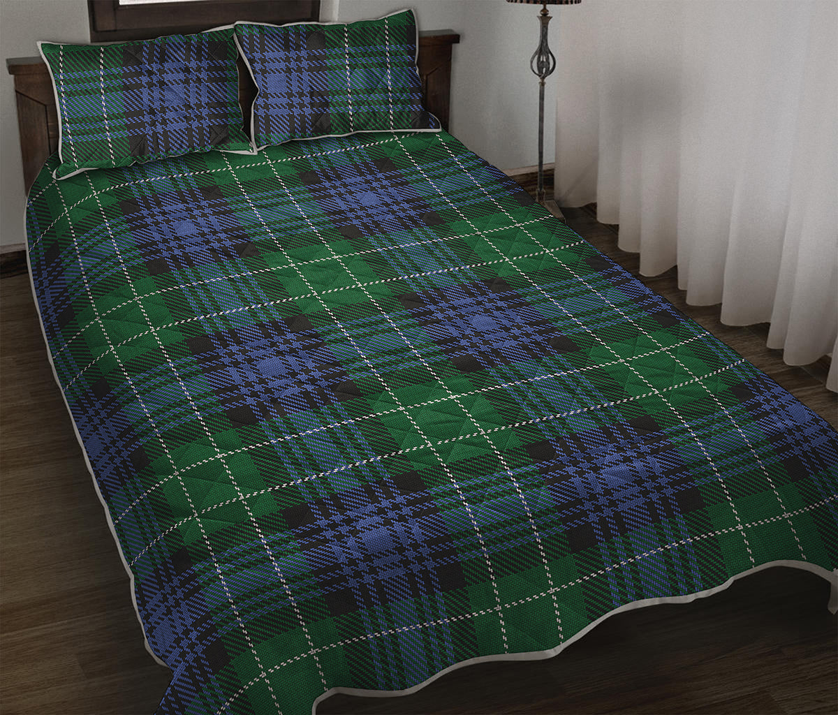 Knitted Scottish Plaid Print Quilt Bed Set