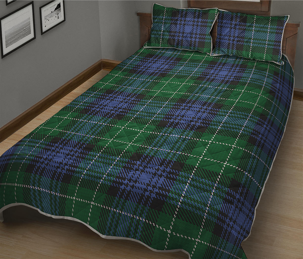 Knitted Scottish Plaid Print Quilt Bed Set