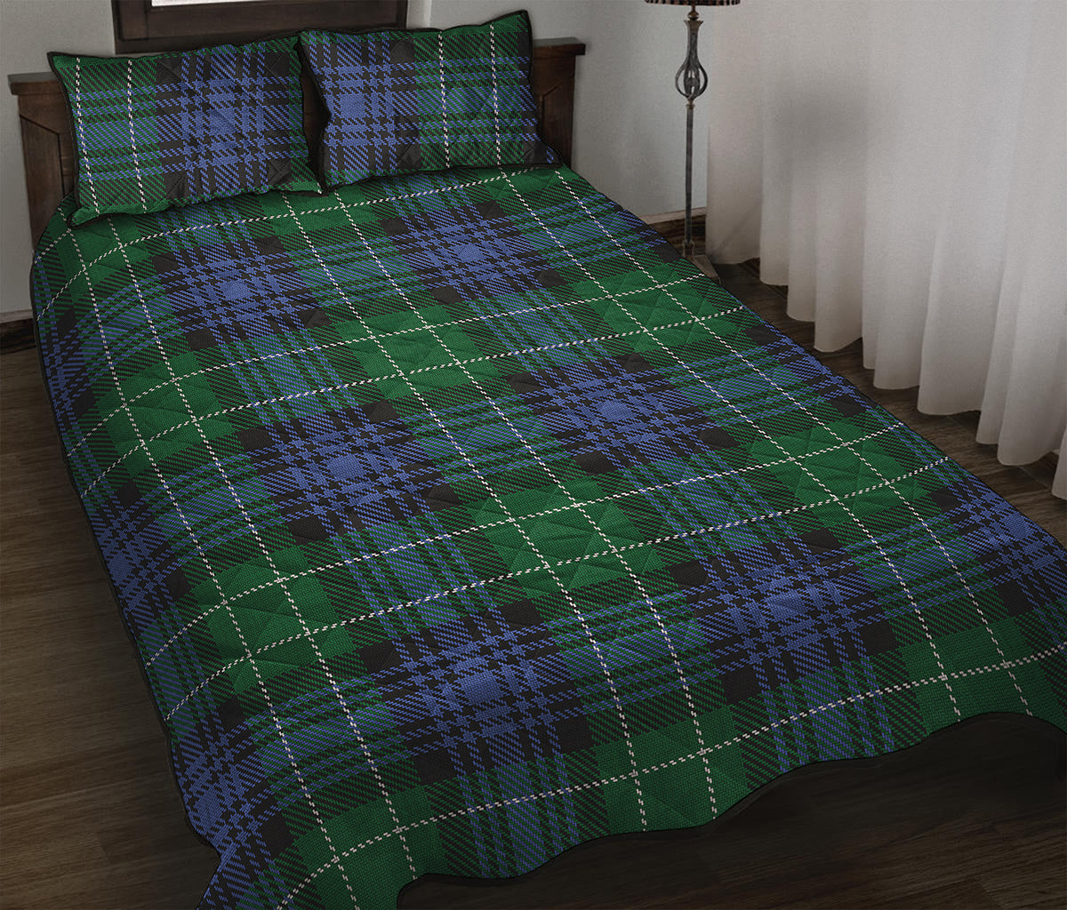 Knitted Scottish Plaid Print Quilt Bed Set