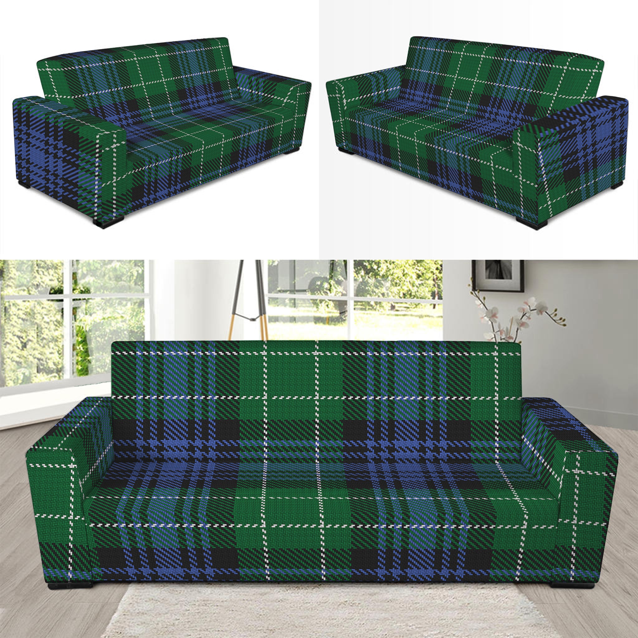 Knitted Scottish Plaid Print Sofa Slipcover