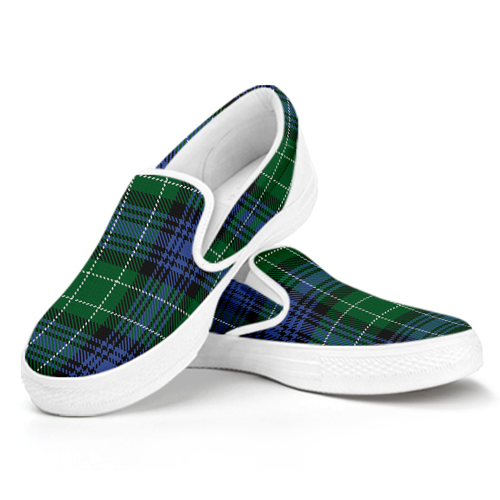 Knitted Scottish Plaid Print White Slip On Shoes