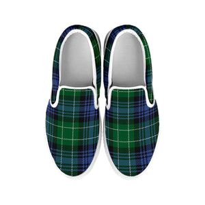 Knitted Scottish Plaid Print White Slip On Shoes