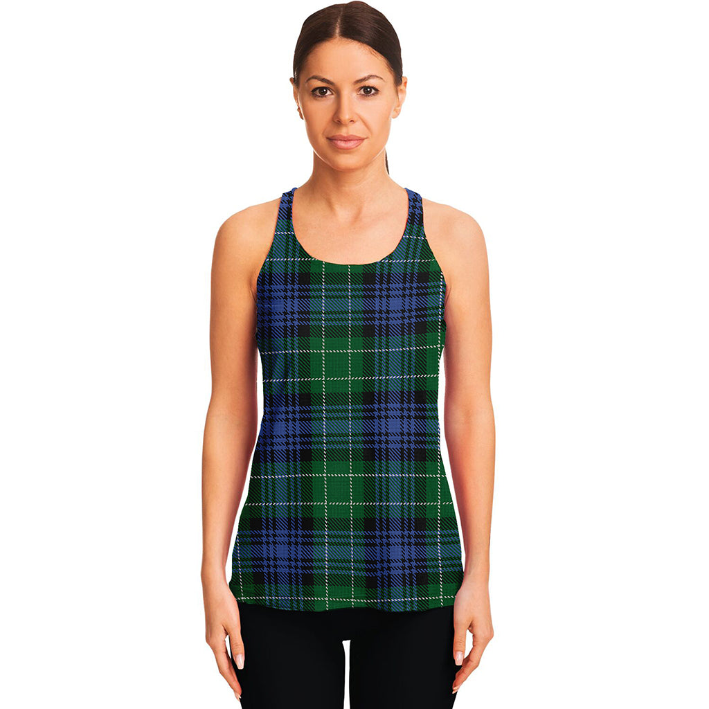 Knitted Scottish Plaid Print Women's Racerback Tank Top