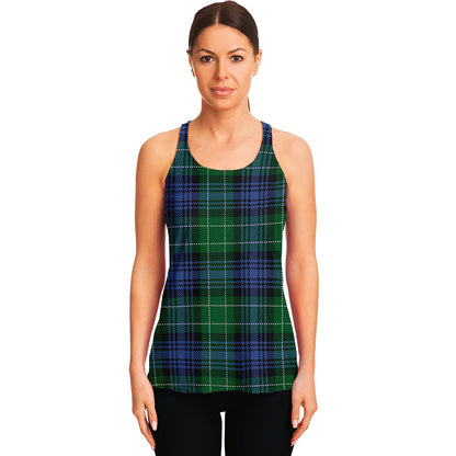 Knitted Scottish Plaid Print Women's Racerback Tank Top