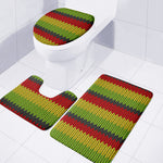 Knitted Style Reggae Pattern Print 3 Piece Bath Mat Set