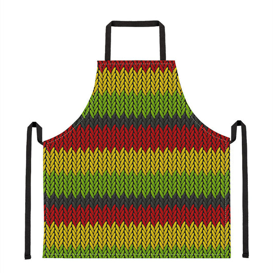 Knitted Style Reggae Pattern Print Apron