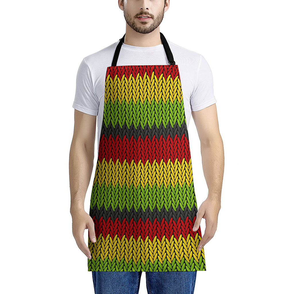 Knitted Style Reggae Pattern Print Apron