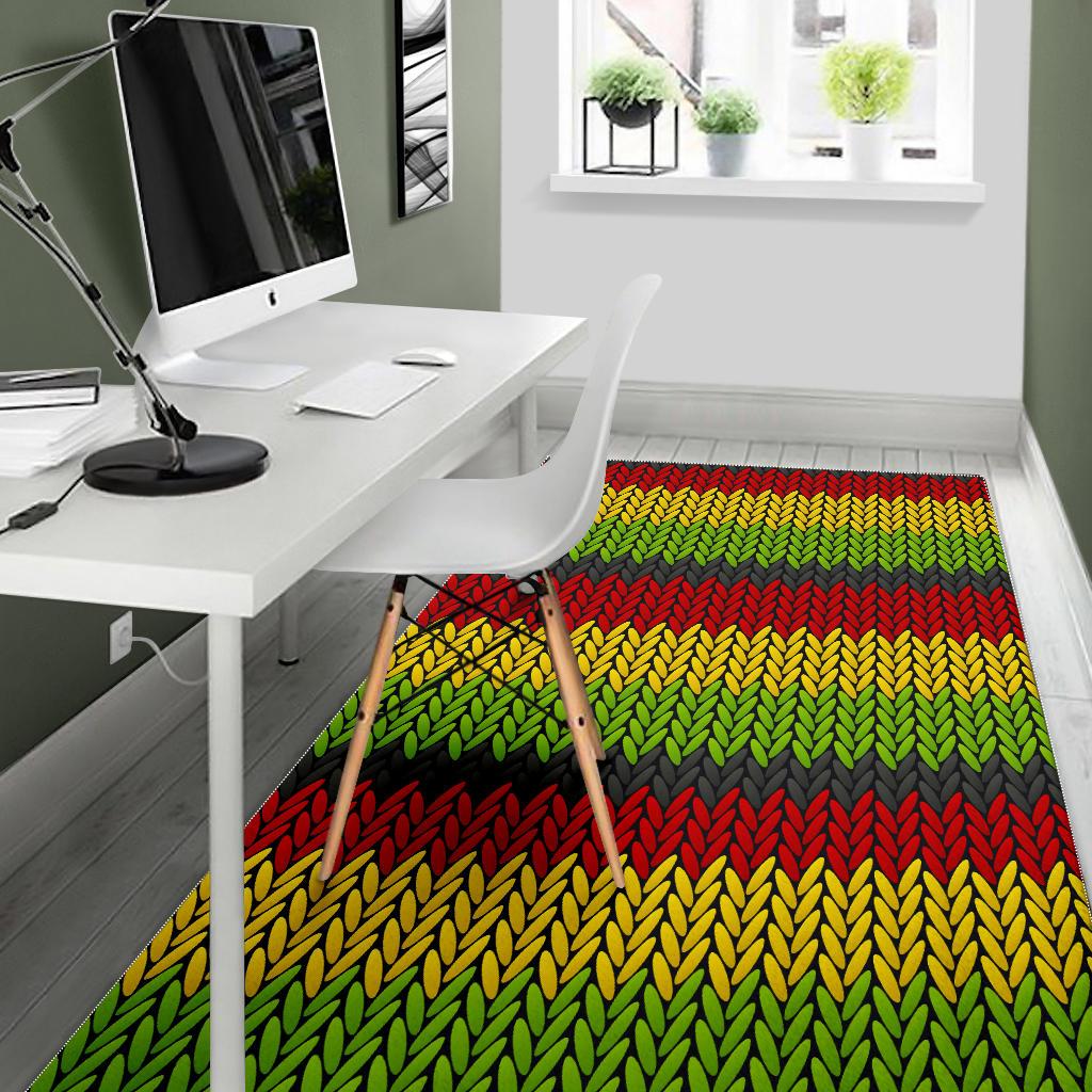 Knitted Style Reggae Pattern Print Area Rug GearFrost
