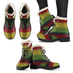 Knitted Style Reggae Pattern Print Comfy Boots GearFrost