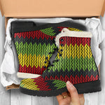 Knitted Style Reggae Pattern Print Comfy Boots GearFrost