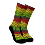 Knitted Style Reggae Pattern Print Crew Socks