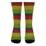 Knitted Style Reggae Pattern Print Crew Socks