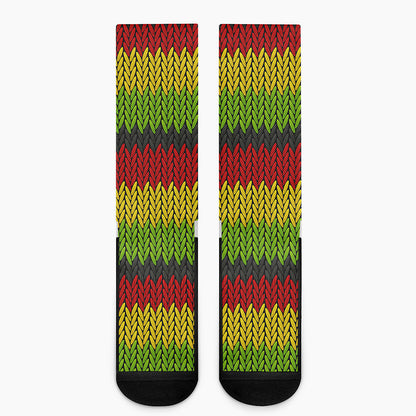 Knitted Style Reggae Pattern Print Crew Socks