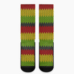 Knitted Style Reggae Pattern Print Crew Socks