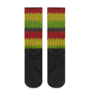 Knitted Style Reggae Pattern Print Crew Socks