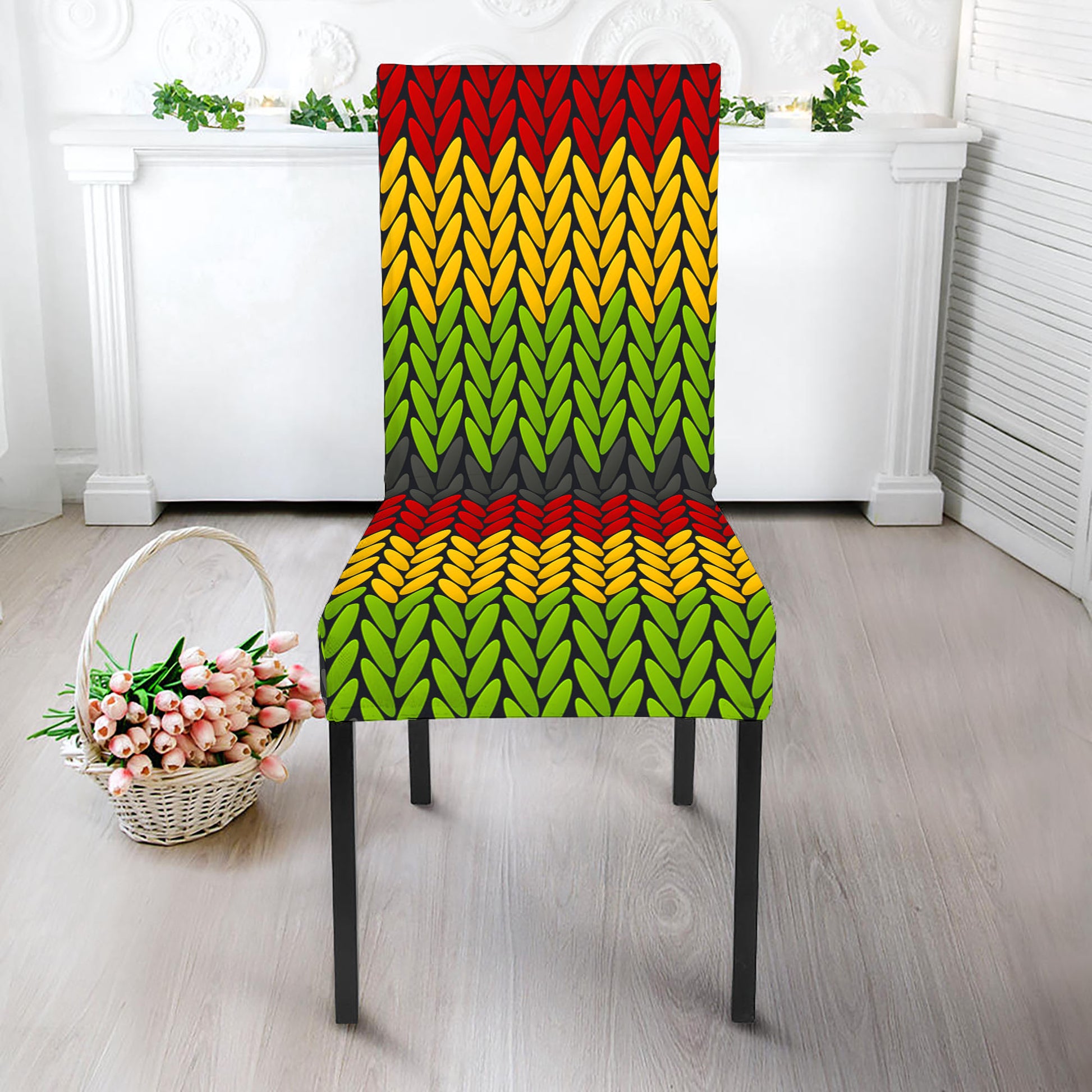 Knitted Style Reggae Pattern Print Dining Chair Slipcover