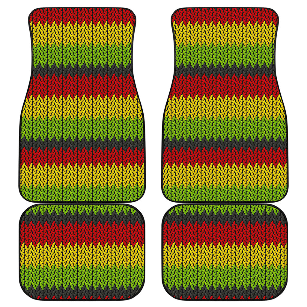 Knitted Style Reggae Pattern Print Front and Back Car Floor Mats