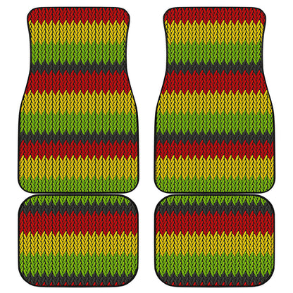 Knitted Style Reggae Pattern Print Front and Back Car Floor Mats