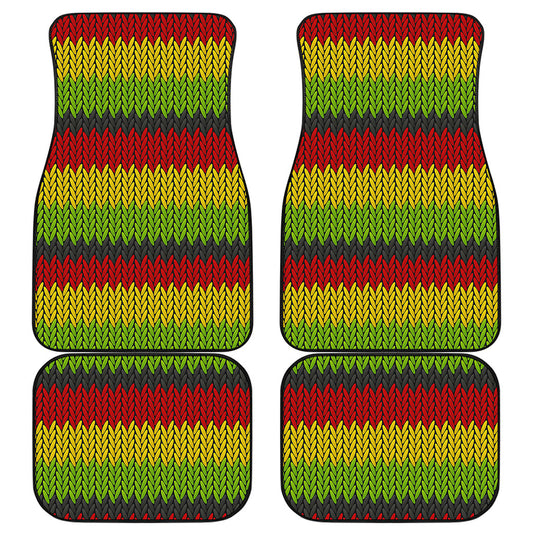 Knitted Style Reggae Pattern Print Front and Back Car Floor Mats