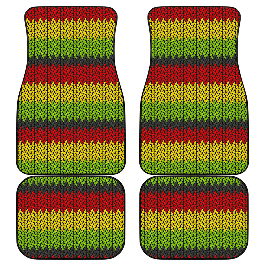 Knitted Style Reggae Pattern Print Front and Back Car Floor Mats