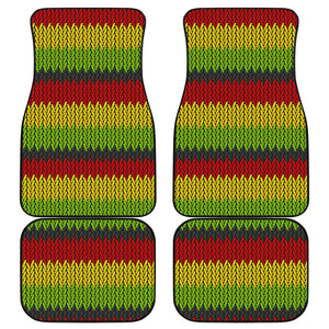 Knitted Style Reggae Pattern Print Front and Back Car Floor Mats