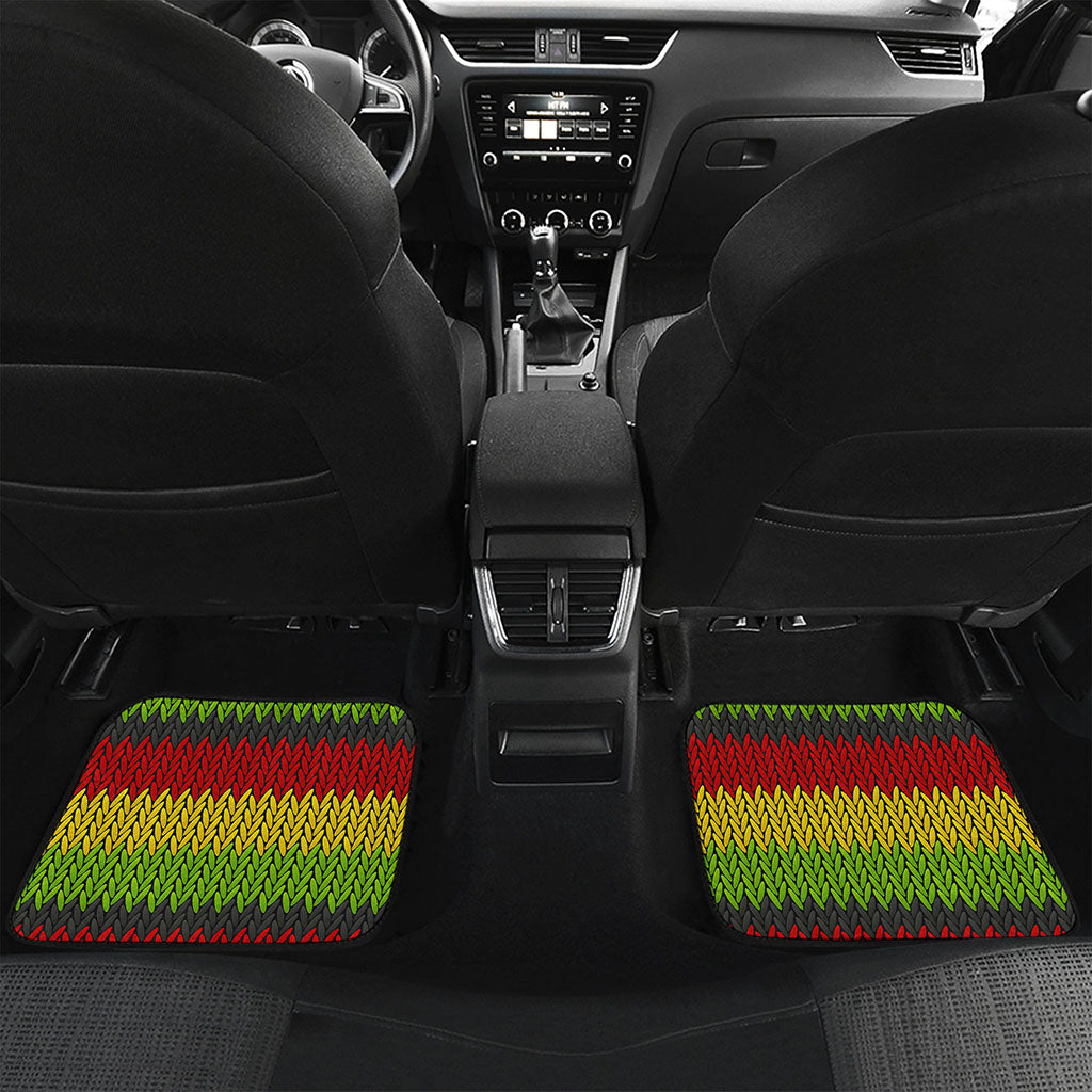 Knitted Style Reggae Pattern Print Front and Back Car Floor Mats