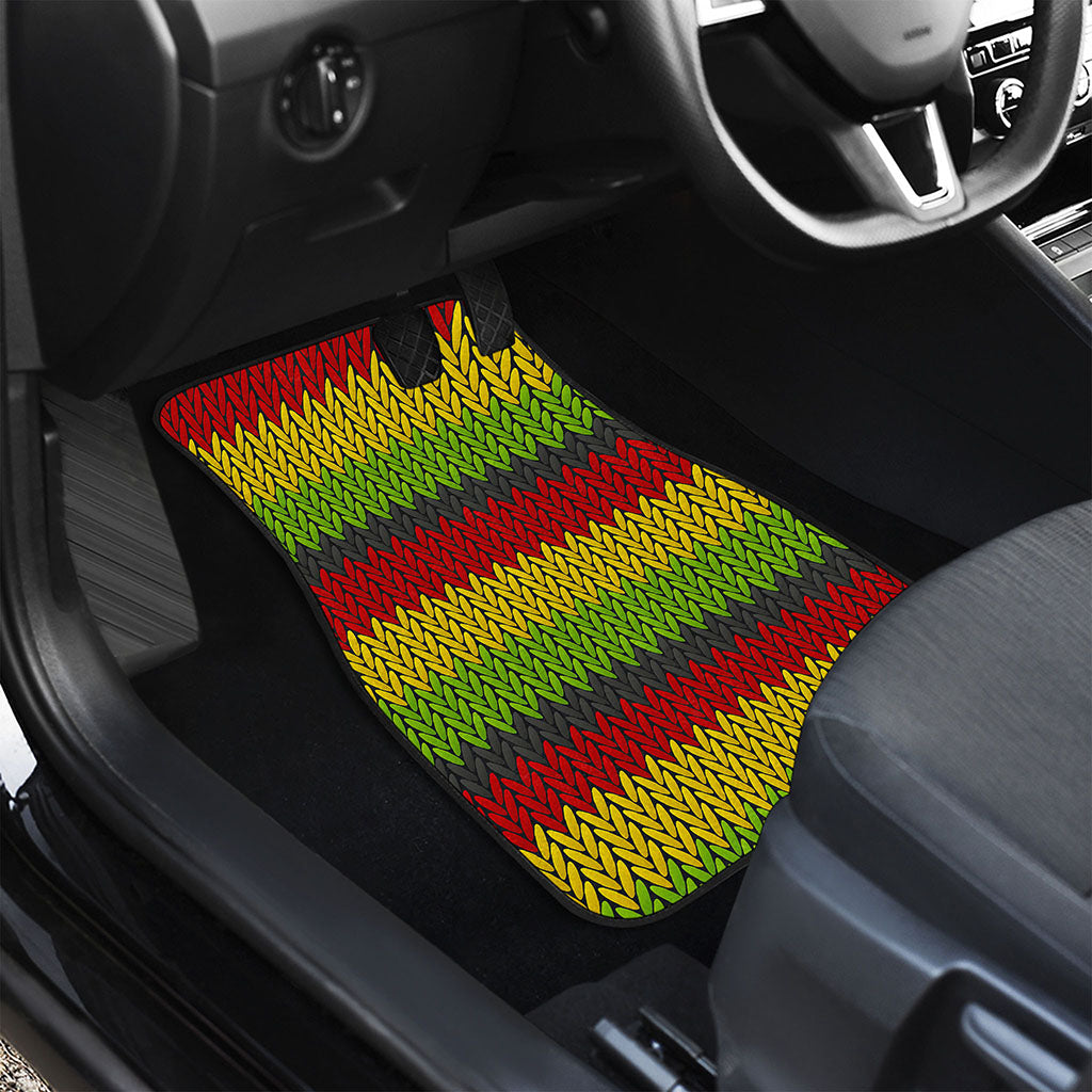 Knitted Style Reggae Pattern Print Front and Back Car Floor Mats