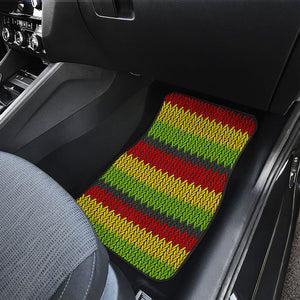 Knitted Style Reggae Pattern Print Front and Back Car Floor Mats