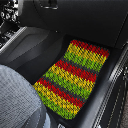 Knitted Style Reggae Pattern Print Front Car Floor Mats