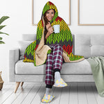 Knitted Style Reggae Pattern Print Hooded Blanket