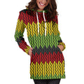 Knitted Style Reggae Pattern Print Pullover Hoodie Dress
