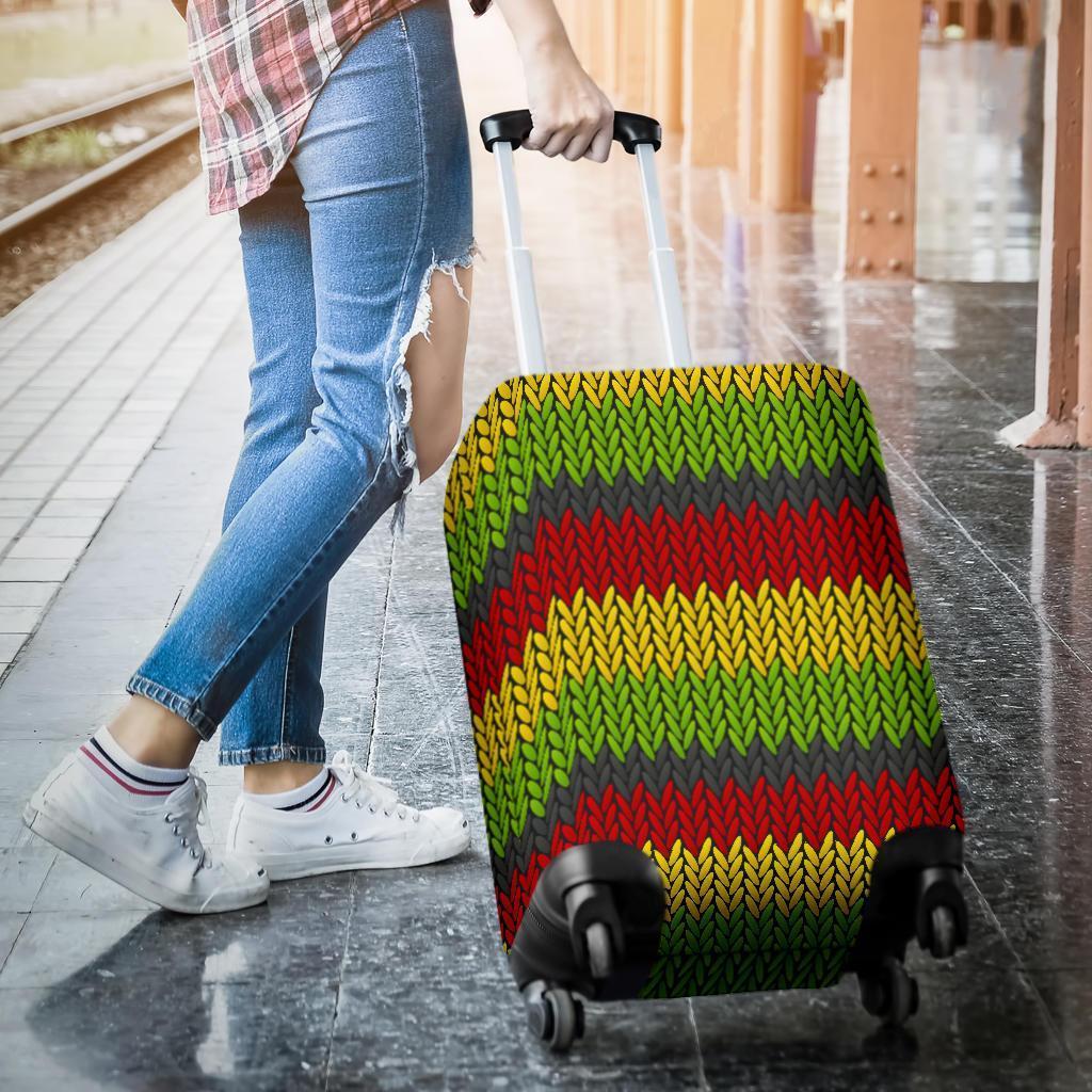 Knitted Style Reggae Pattern Print Luggage Cover GearFrost