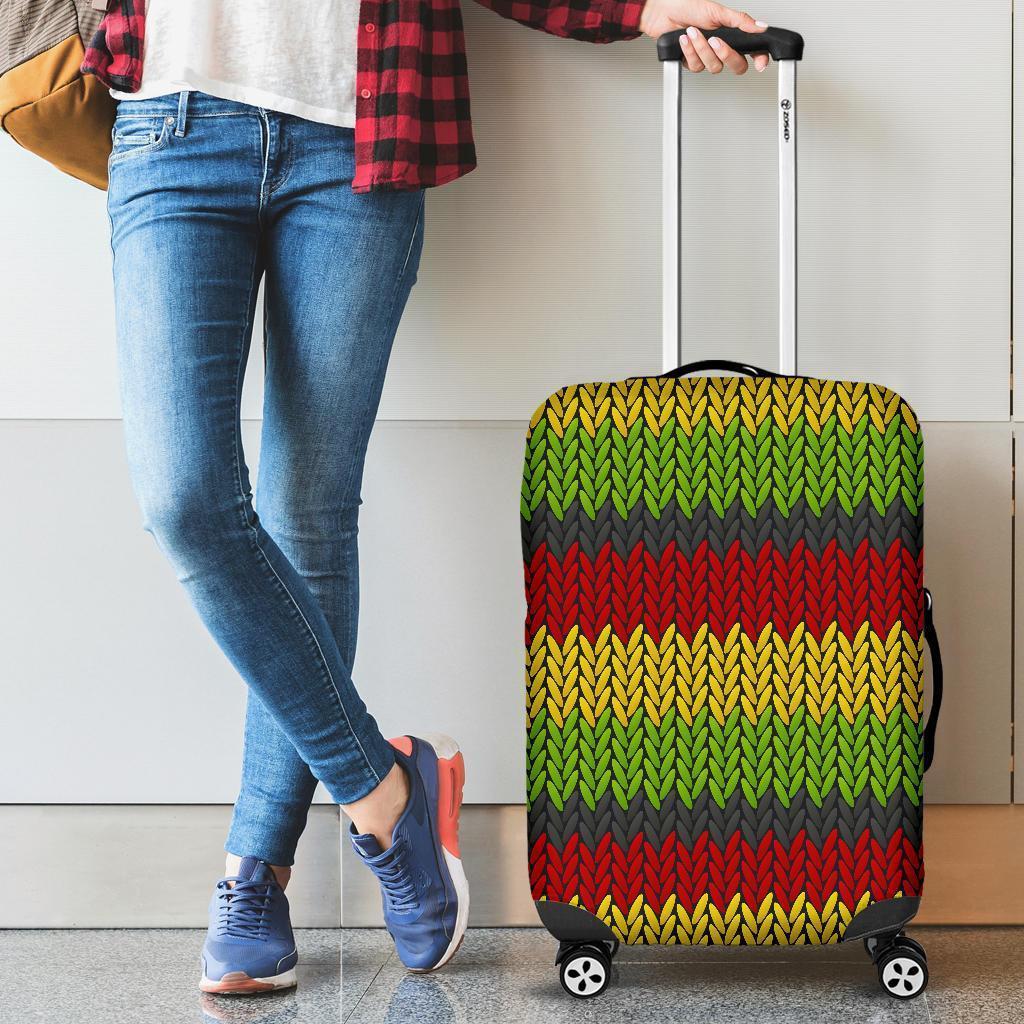 Knitted Style Reggae Pattern Print Luggage Cover GearFrost