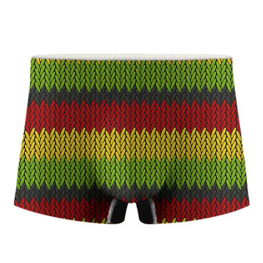Knitted Style Reggae Pattern Print Men's Boxer Briefs
