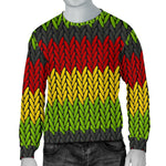 Knitted Style Reggae Pattern Print Men's Crewneck Sweatshirt GearFrost