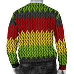 Knitted Style Reggae Pattern Print Men's Crewneck Sweatshirt GearFrost