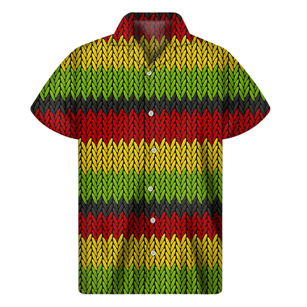 Knitted Style Reggae Pattern Print Men's Short Sleeve Shirt