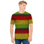 Knitted Style Reggae Pattern Print Men's T-Shirt
