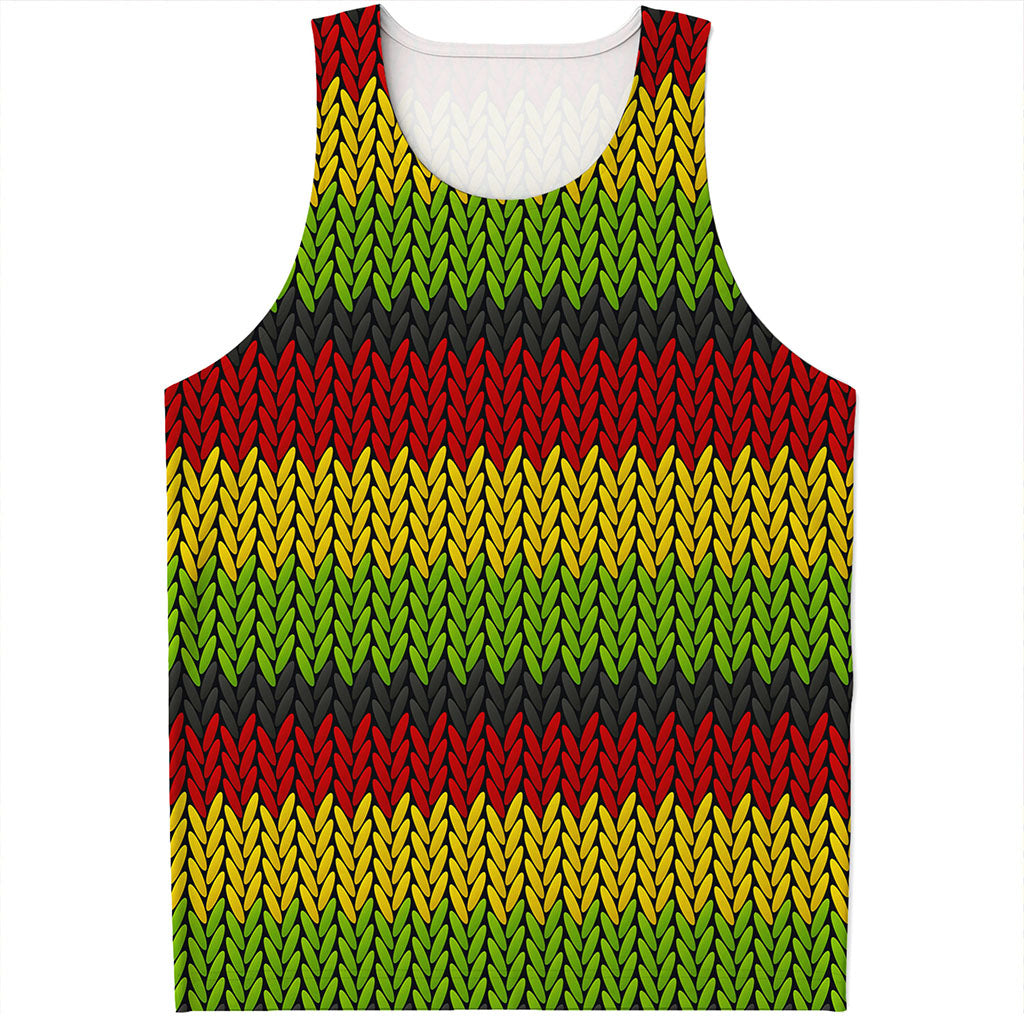 Knitted Style Reggae Pattern Print Men's Tank Top