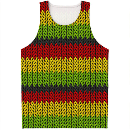 Knitted Style Reggae Pattern Print Men's Tank Top