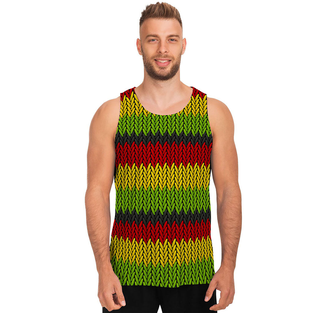 Knitted Style Reggae Pattern Print Men's Tank Top