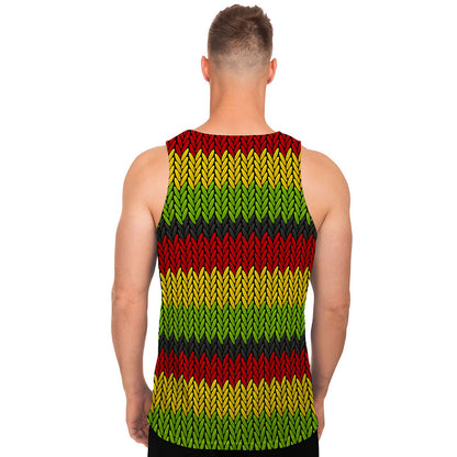 Knitted Style Reggae Pattern Print Men's Tank Top